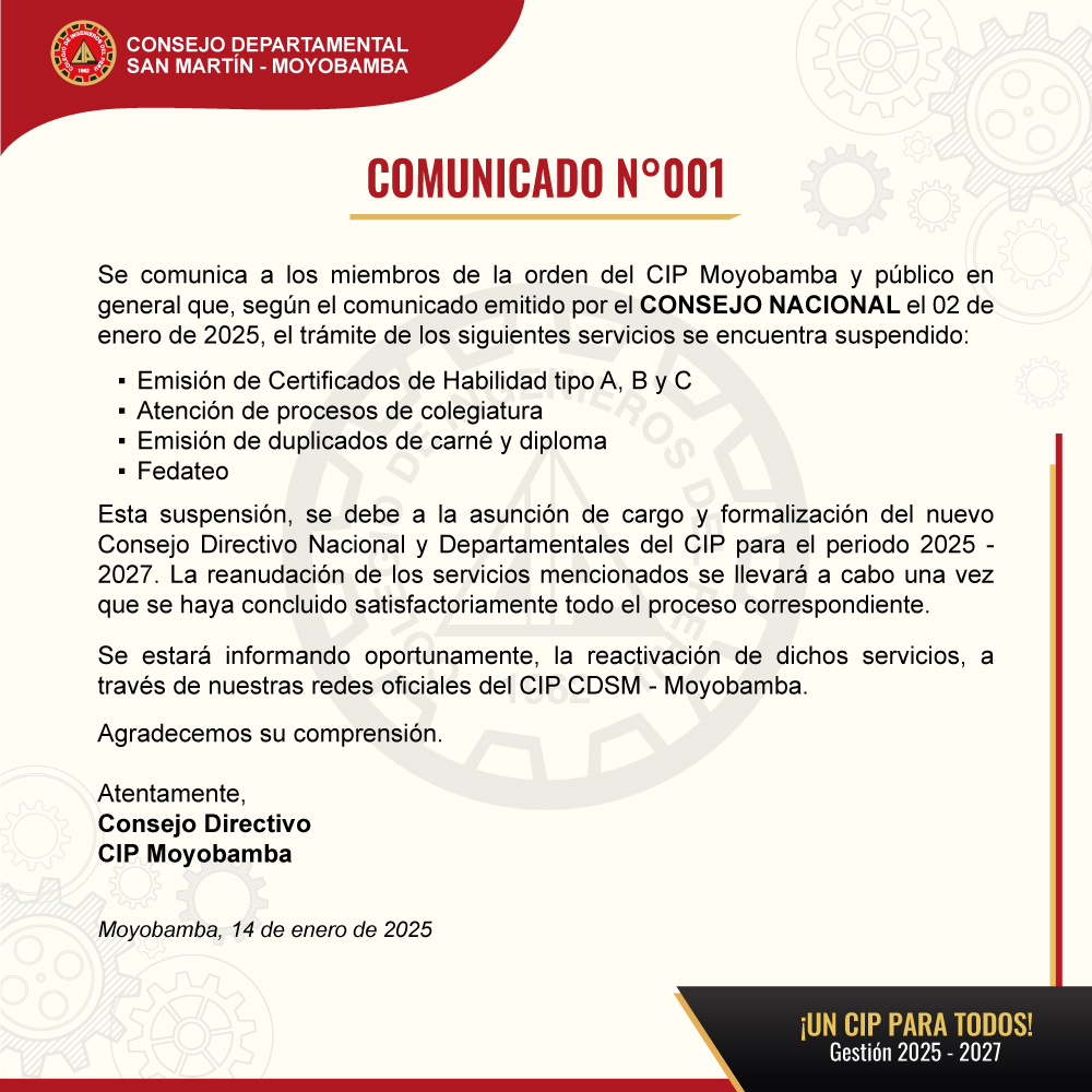 Comunicado N 001