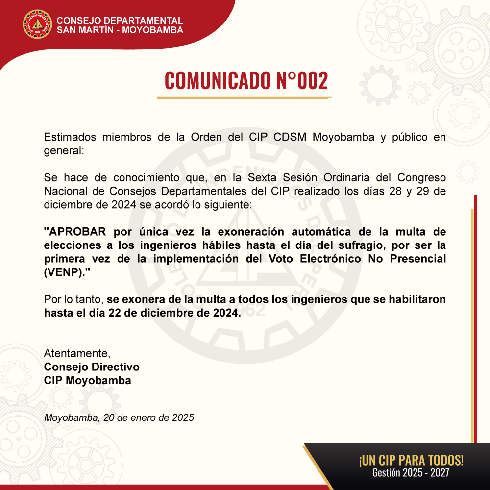 Comunicado N°002