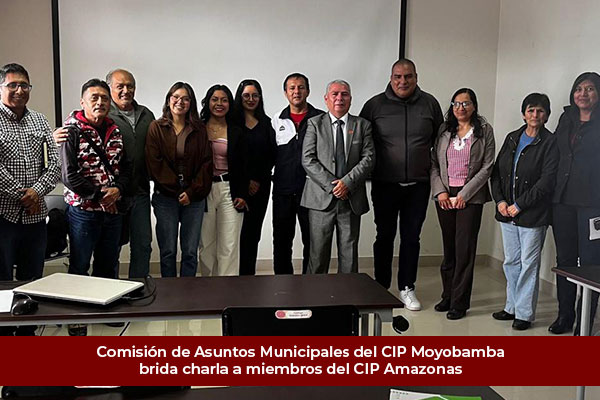 Comisión de Asuntos Municipales del Consejo Departamental San Martín Moyobamba brida charla a miembros del CIP Amazonas